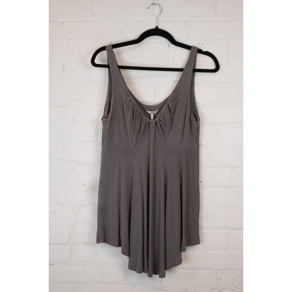 Metro 7 Womens Storm Gray Sleeveless V-Neck High Low Sharkbite Tank Top Medium